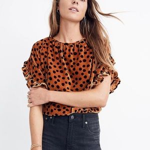 {Madewell} Velvet Polka Dot Top